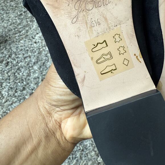 J. CREW Marina Bow Slide Mule Pointed Toe Women’s 6.5 Black Suede Leather EUC - Picture 8 of 8